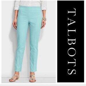 Talbots “Minty Blue” Medallion Jacquard  Lined Cropped Ankle Pants